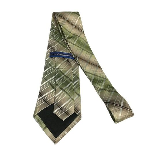 5/$10 Croft & Barrow Silk Men's Tie Tan Green 58 Inch NWOT - Picture 2 of 4